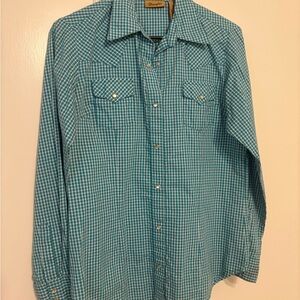 Wrangler Teal Plaid Long Sleeve Shirt